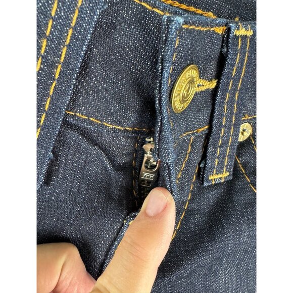 True Religion Bobby Womens 25 Dark Wash Flare Jeans NWOT White Gold Tag Made-USA - Picture 3 of 16